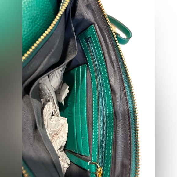 NWOT J Jill Do-It-All Crossbody Green Pebble Leather Purse - Picture 7 of 8